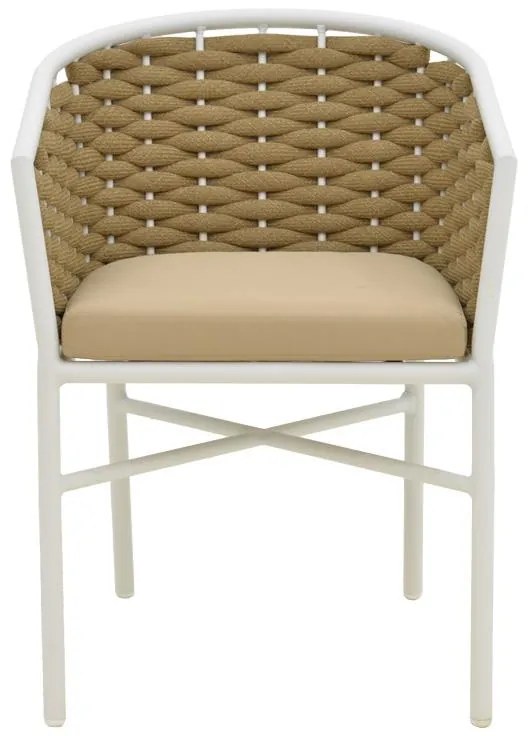 Καρέκλα - Πολυθρόνα Noevo αλουμινίου-pp στοιβαζόμενη με λευκό σκελετό και μαξιλάρι 57x62x77 εκ. 57x62x76 εκ.