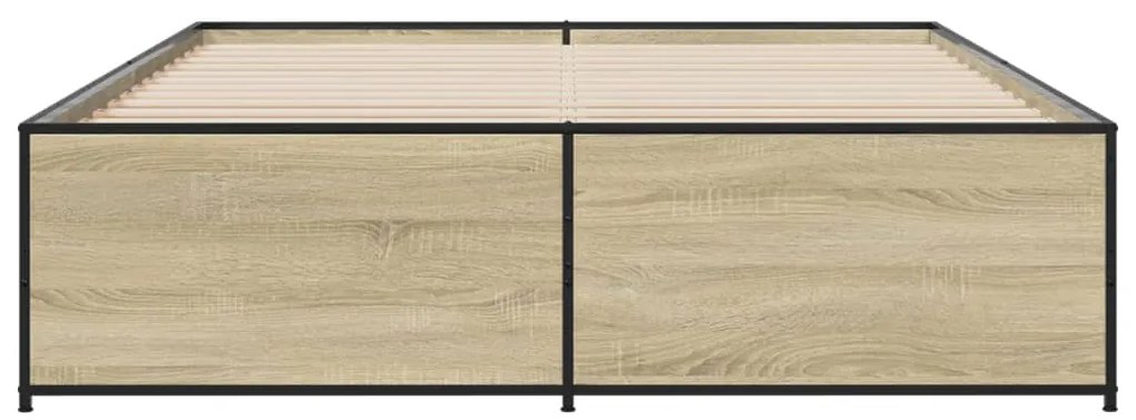 vidaXL Πλαίσιο Κρεβατιού Sonoma Δρυς 160x200 εκ. Επεξ. Ξύλο &amp; Μέταλλο
