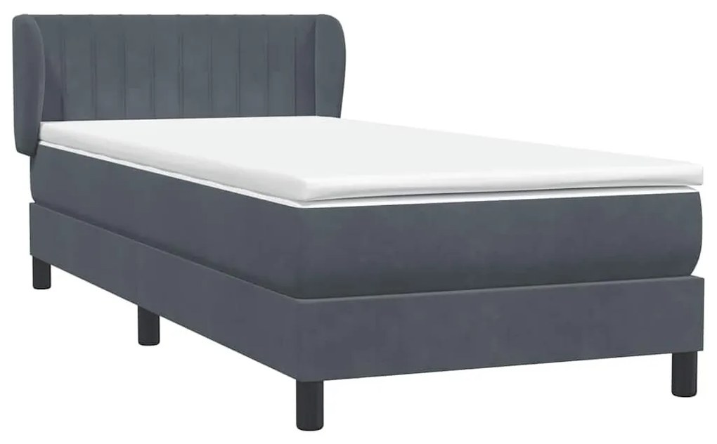 Box Spring Κρεβάτι με στρώμα Σκούρο γκρι 80x210 εκ. Βελούδινο - Γκρι