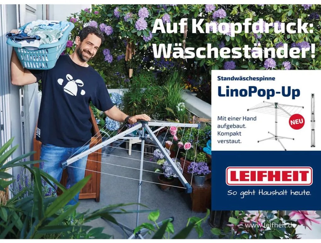 Leifheit Απλώστρα Περιστρεφόμενη LinoPop-Up 140 με Κάλυμμα 440303