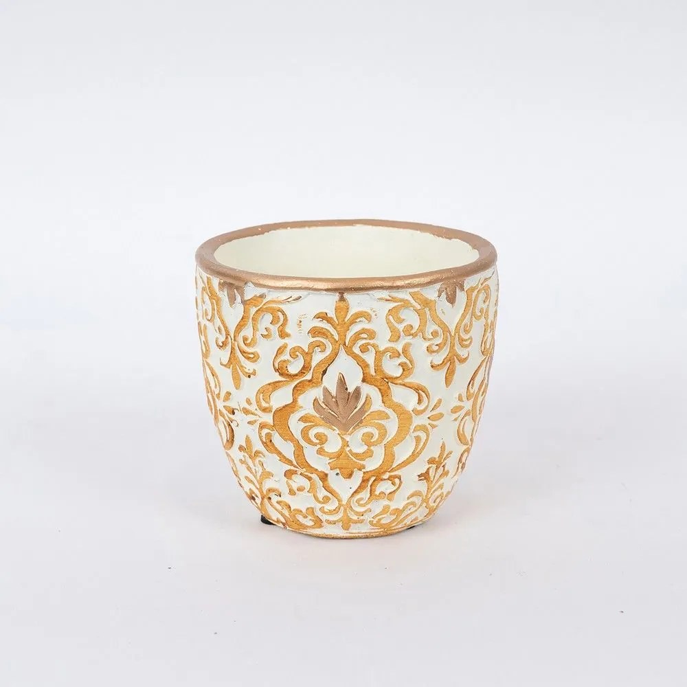 Κασπώ Τσιμεντένιο 752-18049 14x14x13cm Creame-Gold Estheti Home Cement