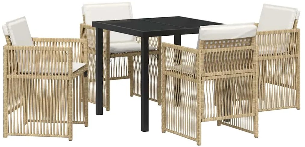 vidaXL Σέτ φαγητού για κήπο 5 pcs Μπεζ Πολυ ράταν