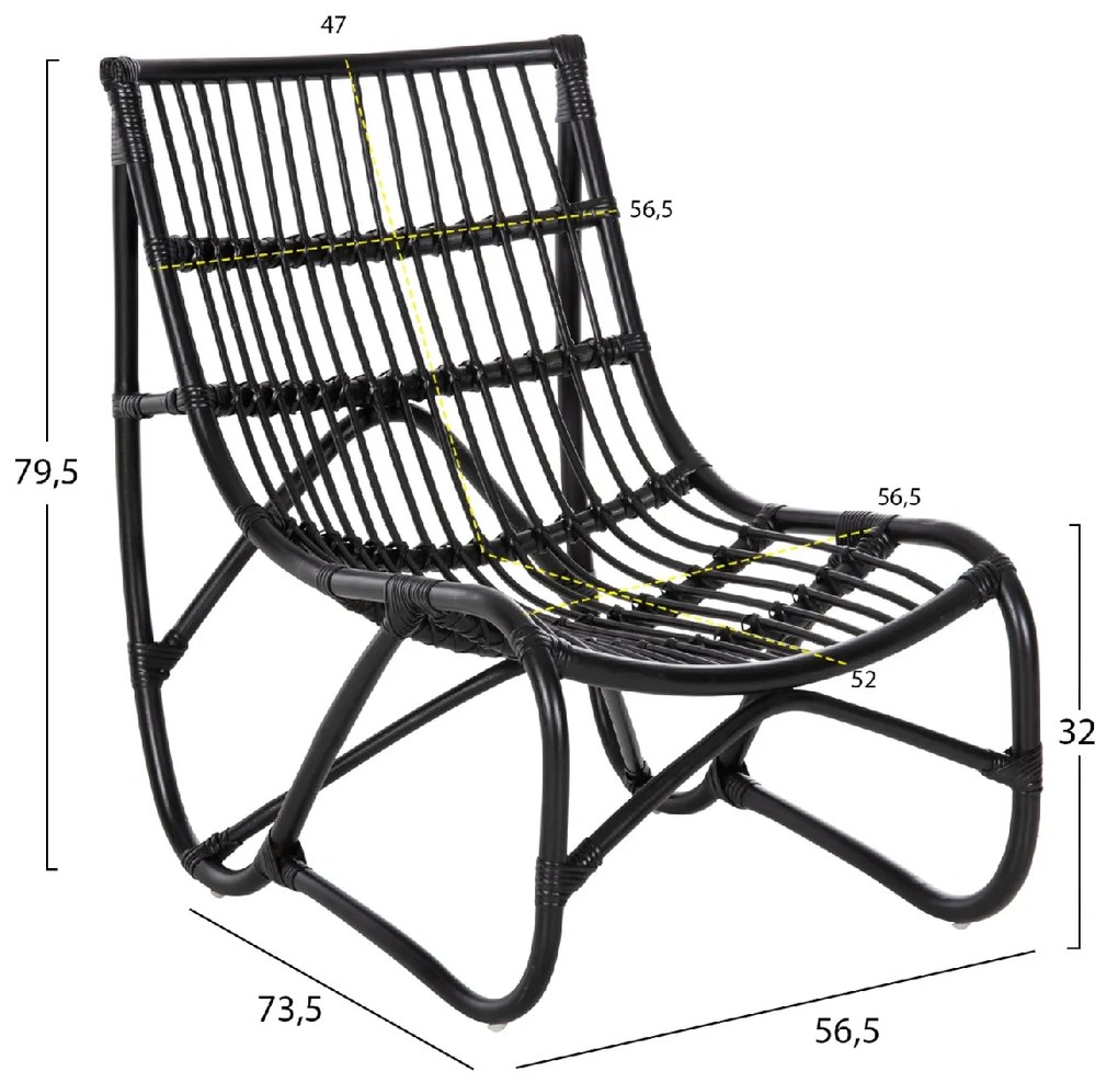 ΠΟΛΥΘΡΟΝΑ GRINN HM9815.02 ΡΑΒΔΟΙ RATTAN ΣΕ ΜΑΥΡΟ 56,5x73,5x79,5Υ εκ.--Β' ΔΙΑΛΟΓΗΣ