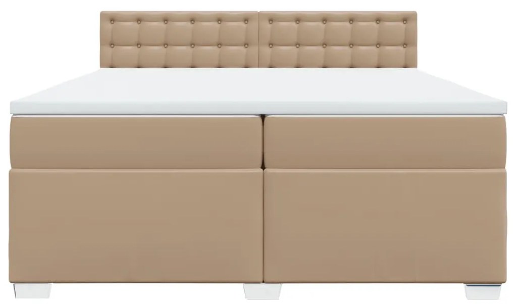 vidaXL Κρεβάτι Boxspring με Στρώμα Καπουτσίνο 200x200εκ.από Συνθ.Δέρμα