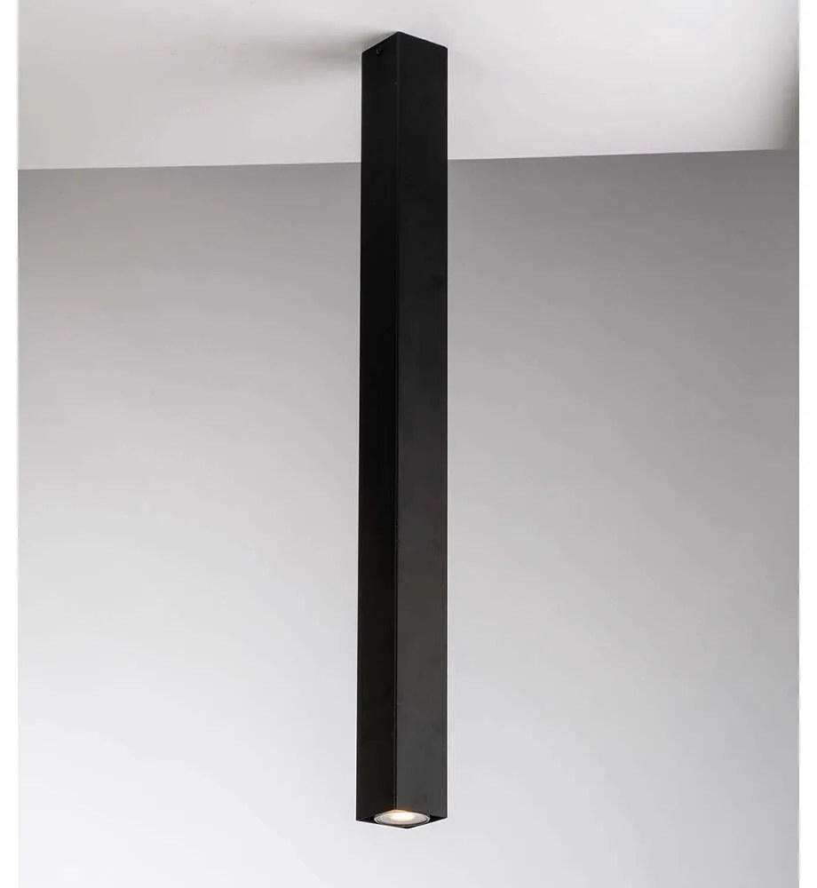 Φωτιστικό Οροφής - Πλαφονιέρα Fluke I-FLUKE-PLQ75 NERO 1xGU10 6x6x75cm Black Luce Ambiente Design Metal
