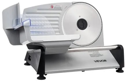 VEVOR Meat Slicer, 200W Electric Deli Slicer Machine with 190 mm Sharp Blade, Home Meat-Slicer with 70-100 RPM Slicing Speed, 0-15 mm Adjustable Thickness, for Frozen Meat, Ham, Baguett & Prime Steak