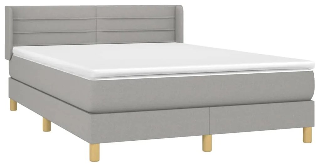 vidaXL Κρεβάτι Boxspring με Στρώμα Ανοιχτό Γκρι 140x200 εκ. Υφασμάτινο