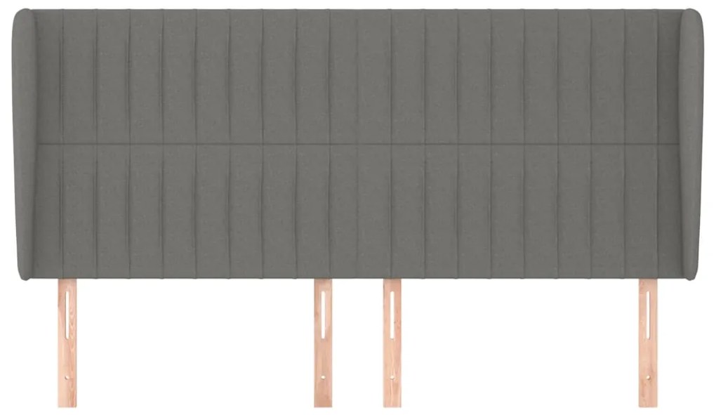 Κεφαλάρι με Πτερύγια Σκούρο Γκρι 203x23x118/128 εκ. Υφασμάτινο 3118217