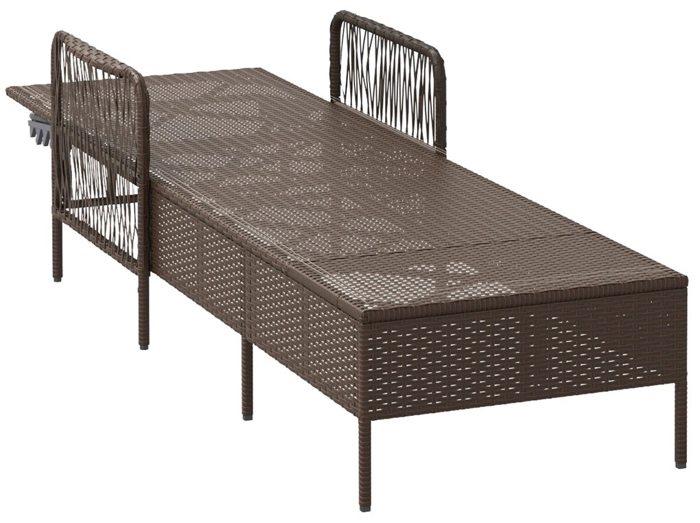 vidaXL Ξαπλώστρα Ήλιου Καφέ και Κρεμ PE Ρατάν 157 x 55 x 92 εκ