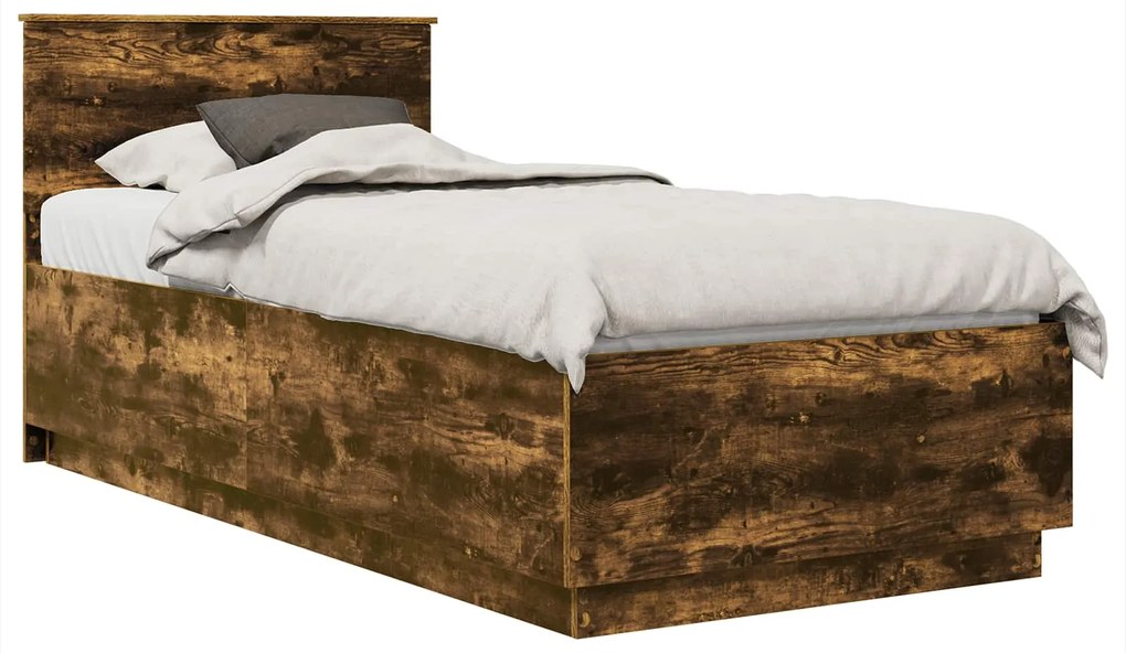 vidaXL Σκελετός Κρεβατιού με κεφαλάρι Καπνιστό Δρύς 100 x 200 cm