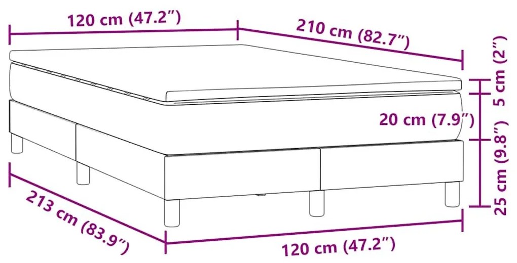 Κρεβάτι Boxspring με Στρώμα Σκούρο Μπλε 120x210 εκ. Βελούδινο - Μπλε