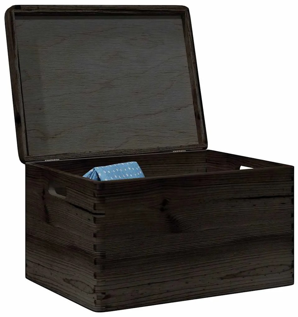 Ξύλινο κουτί με καπάκι και λαβές Μαύρο 40x30x23cm