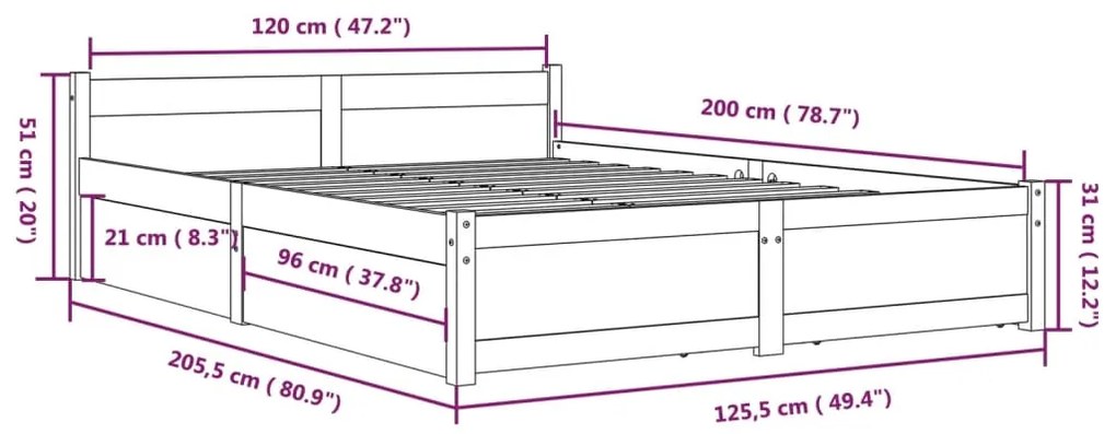 ΠΛΑΙΣΙΟ ΚΡΕΒΑΤΙΟΥ ΜΕ ΣΥΡΤΑΡΙΑ ΛΕΥΚΟ 120 X 200 ΕΚ. 3103555