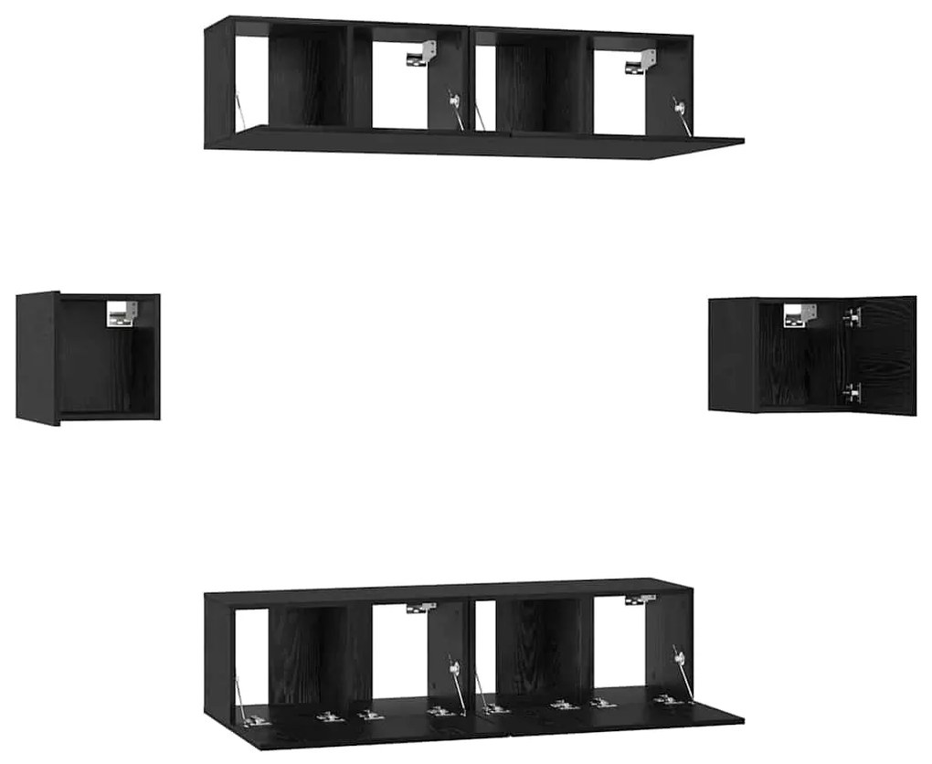 vidaXL Σετ επίπλου τηλεόρασης 6 pcs Μαύρη δρυς 60 x 30 x 30 cm