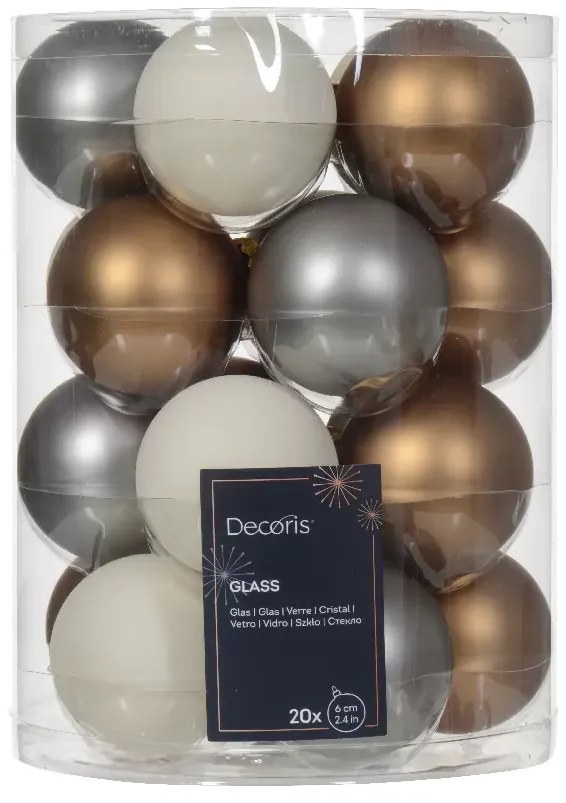 Beauty Home ΓΥΑΛΙΝΕΣ ΜΠΑΛΕΣ 3 ΧΡΩΜΑΤΑ 6 cm ΣΕΤ 20 ΤΜΧ