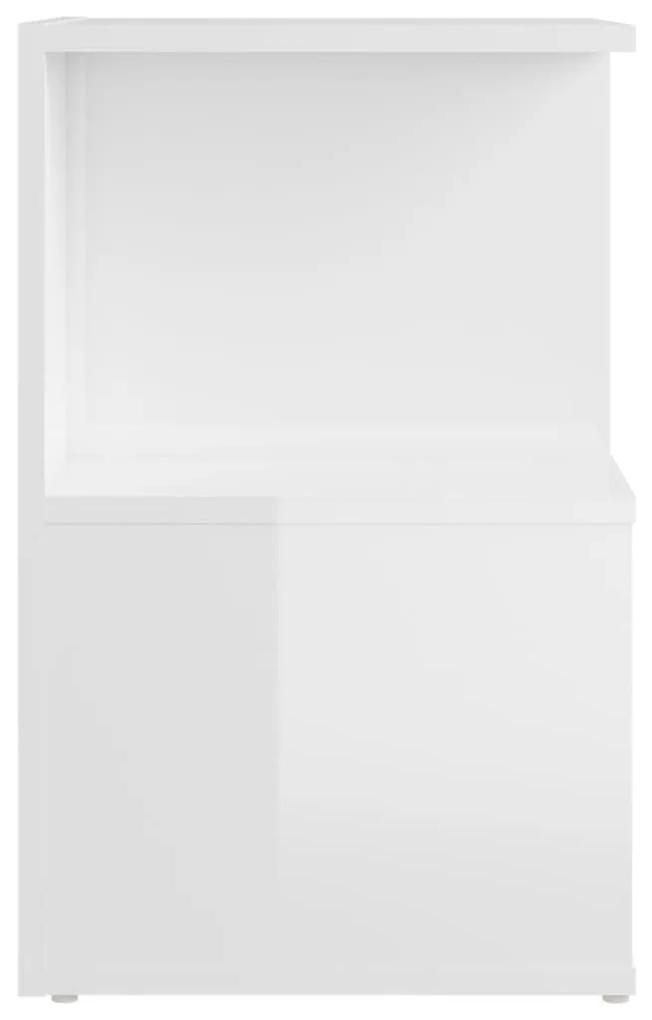 Κομοδίνα 2 τεμ. Γυαλιστερό Λευκό 35x35x55 εκ. από Μοριοσανίδα - Λευκό