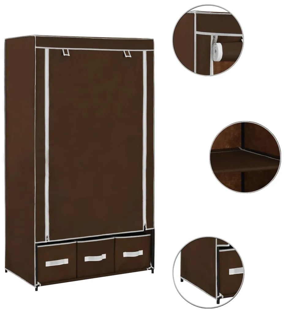 vidaXL 282458 Wardrobe Brown 87x49x159 cm Fabric
