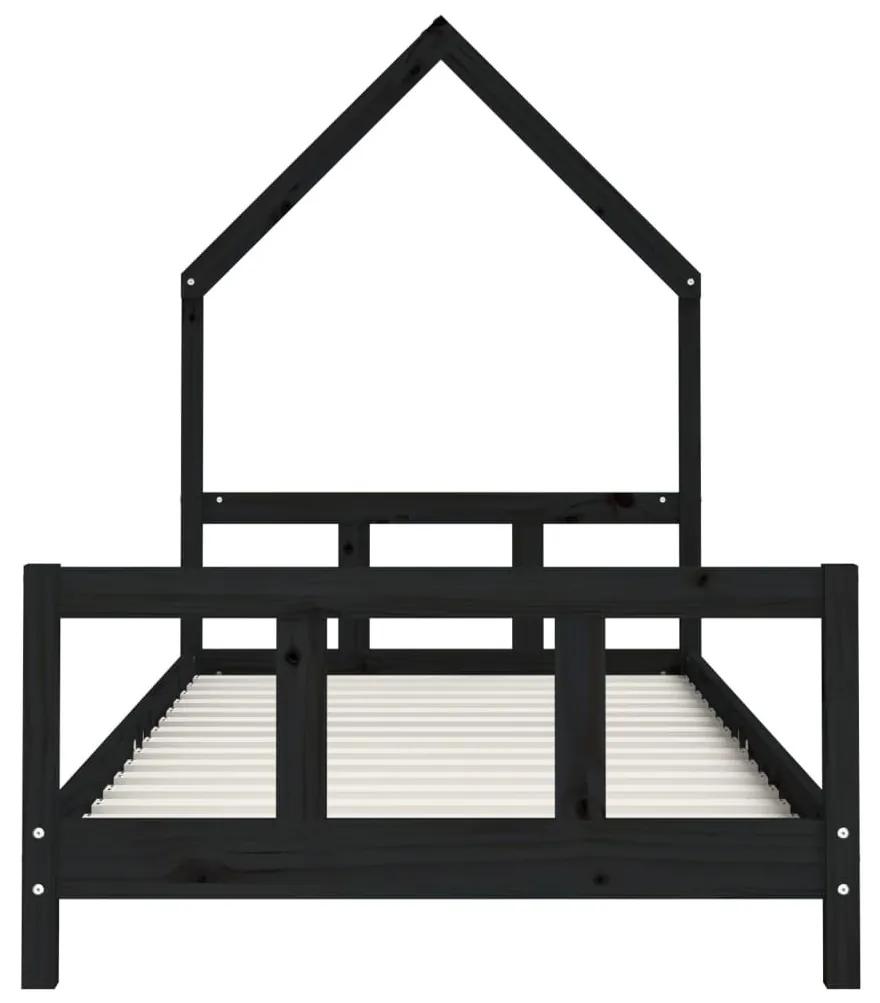 Πλαίσιο Παιδικού Κρεβατιού Μαύρο 90 x 190 εκ. Μασίφ Ξύλο Πεύκου - Μαύρο