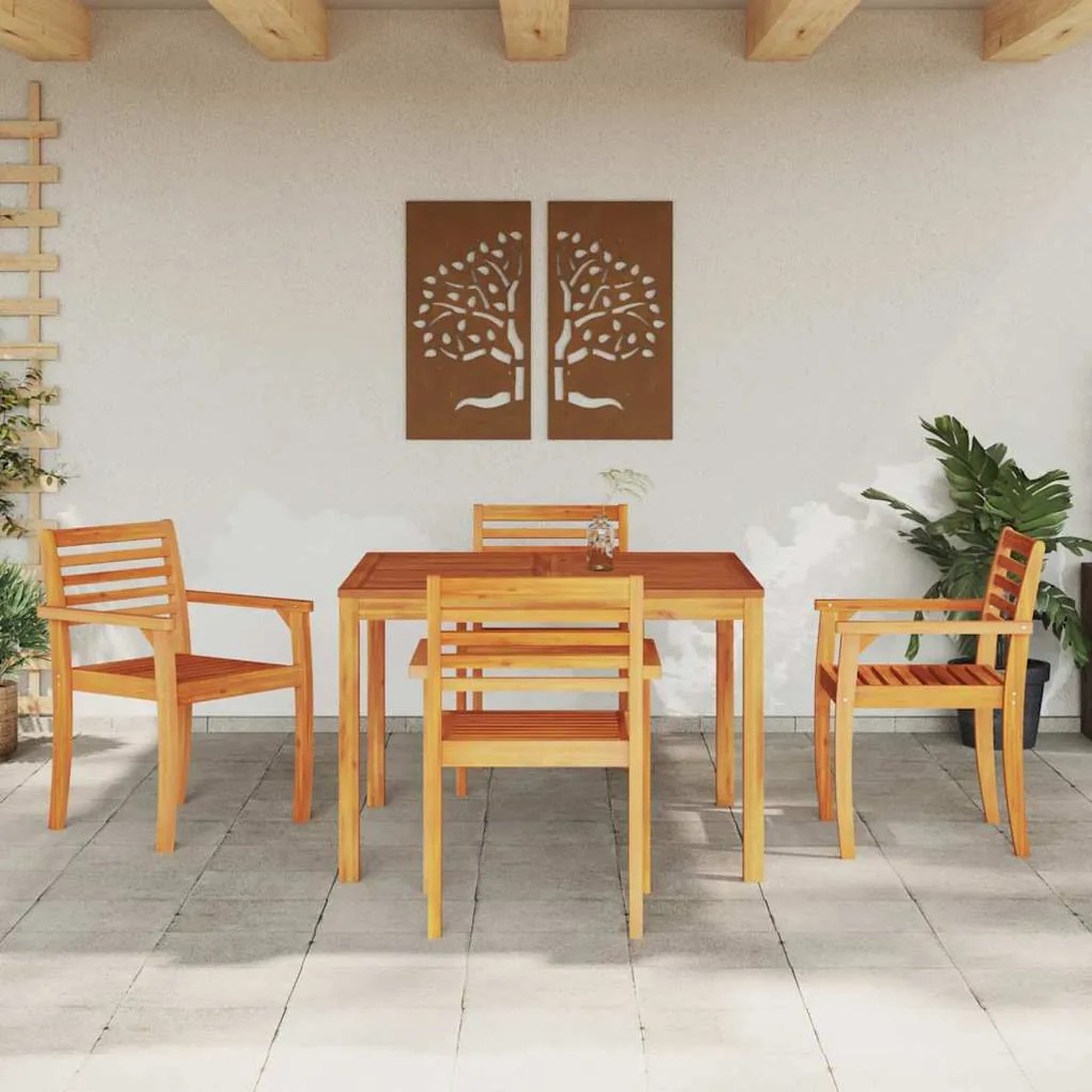 vidaXL Σέτ φαγητού για κήπο 5 pcs Καφέ Μασίφ ξύλο ακακίας