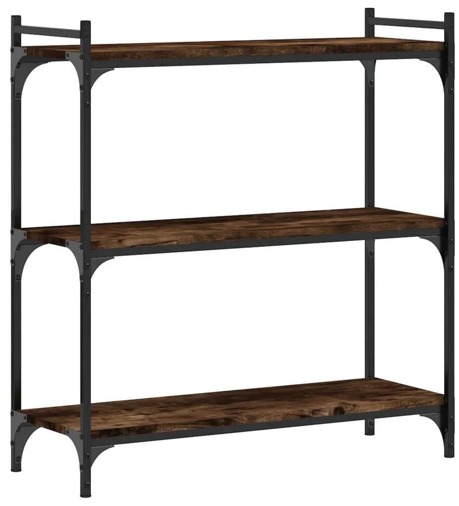 vidaXL Βιβλιοθήκη 3 Επιπέδων Καπνιστή Δρυς 80x30x86 εκ. Επεξεργ. Ξύλο