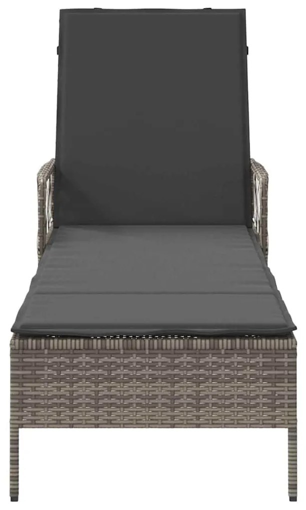 vidaXL Ξαπλώστρα με μαξιλάρι Γκρι 157 x 55 x 92 εκ. συνθετικό ρατάν