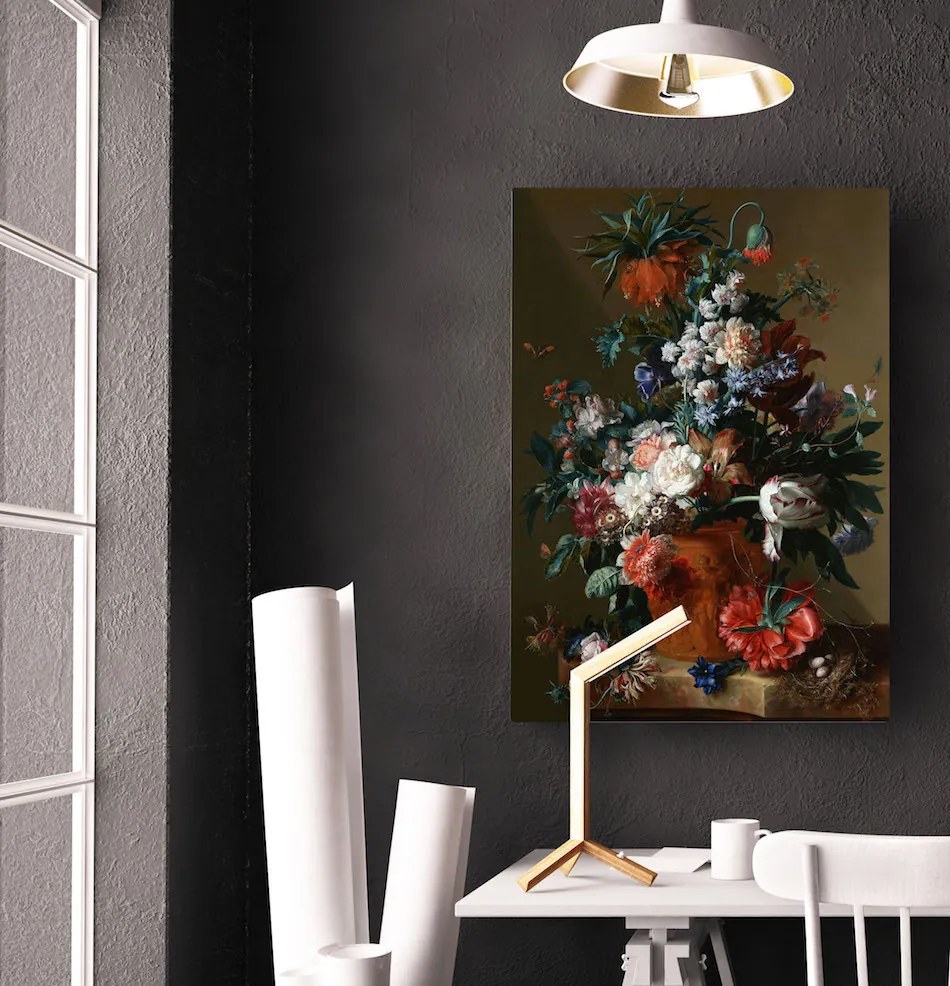 Πίνακας σε καμβά γλάστρα με λουλούδια KNV771 65cm x 95cm