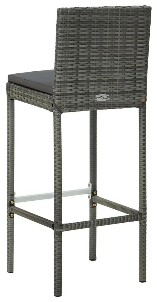 vidaXL Σετ Επίπλων Μπαρ Κήπου 9 τεμ. Ανθρακί Συνθ. Ρατάν με Μαξιλάρια