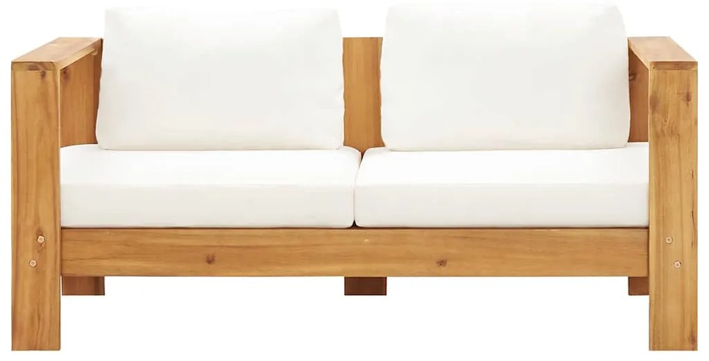 vidaXL Καναπές Κήπου με Μαξιλάρι Λευκό Κρεμ 140 εκ. Μασίφ Ξύλο Ακακίας