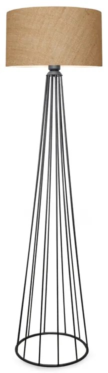 Φωτιστικό δαπέδου Clarke Megapap μέταλλο/ύφασμα χρώμα μαύρο/φυσικό 38x38x155εκ.