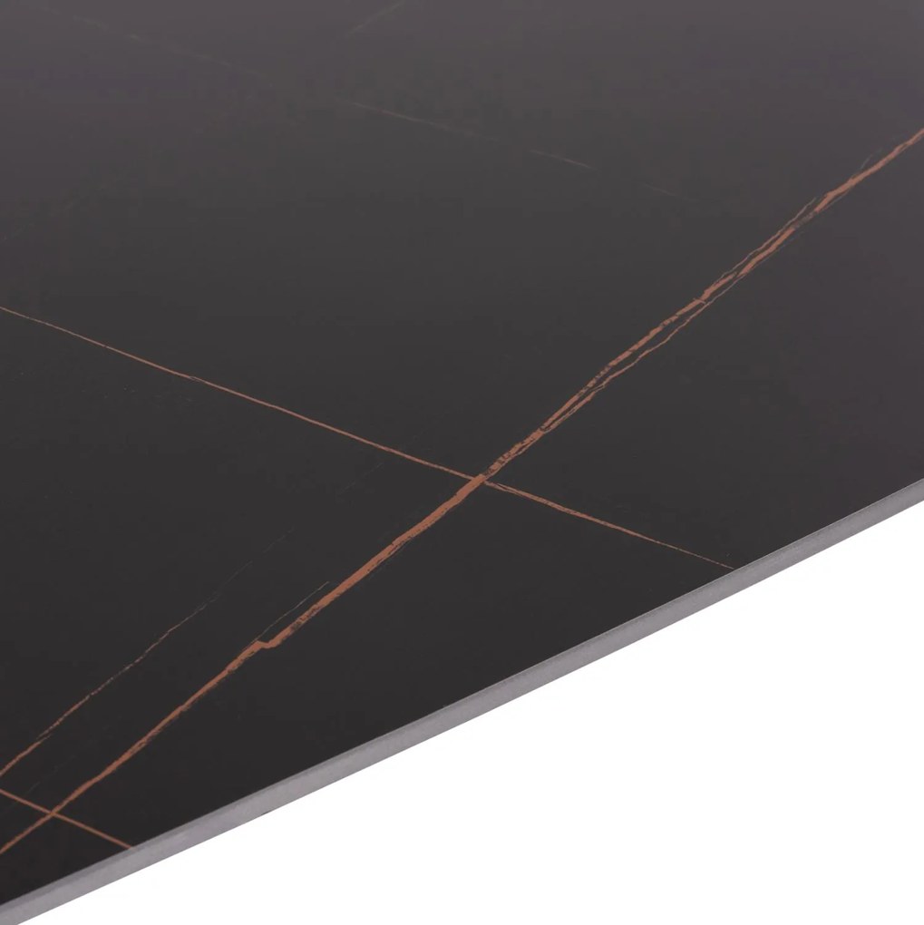 Σετ Τραπεζαρίας RAVEN C21069.02 5τεμ. Κεραμική Επιφάνεια Μαύρο Μάρμαρο &amp; 4 Καρέκλες 160x80x74 εκ.