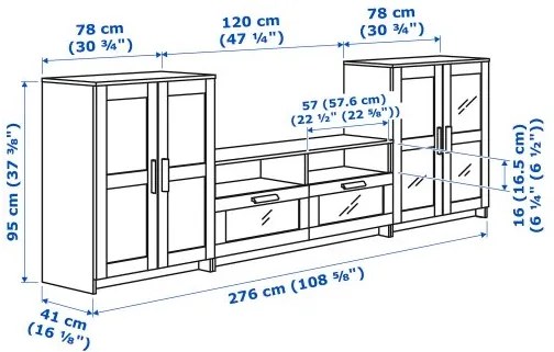 BRIMNES σύνθεση αποθήκευσης TV/γυάλινες πόρτες 692.782.22