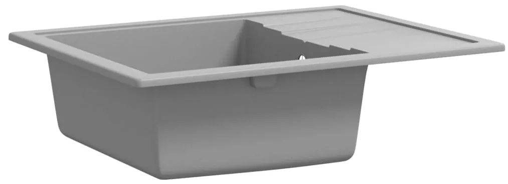 vidaXL Νεροχύτης με Οπή Υπερχείλισης Οβάλ Γκρι Γρανιτένιος