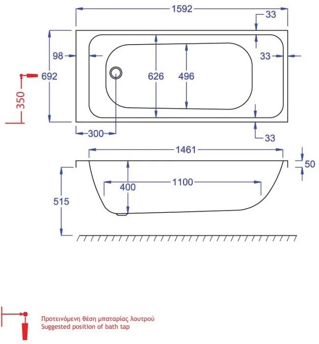 Μπανιέρα Carron Profile-160 x 70 εκ.