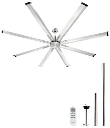 VEVOR 213 cm Aluminum Ceiling Fan Without Light Remote Control Brushed Nickel