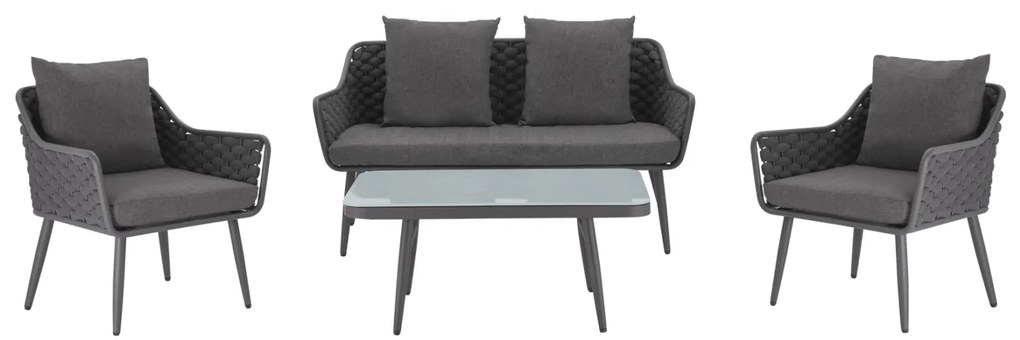 ΣΕΤ ΣΑΛΟΝΙΟΥ 4ΤΜΧ ΜΕ ΜΕΤΑΛΛΙΚΟ ΣΚΕΛΕΤΟ ΚΑΙ WICKER ΓΚΡΙ HM5711