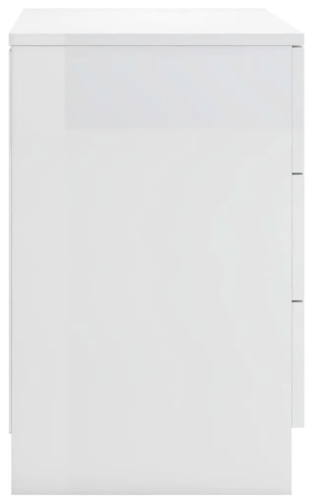 vidaXL Κομοδίνα 2 τεμ. Γυαλιστερό Λευκό 38x35x56 εκ. από Μοριοσανίδα
