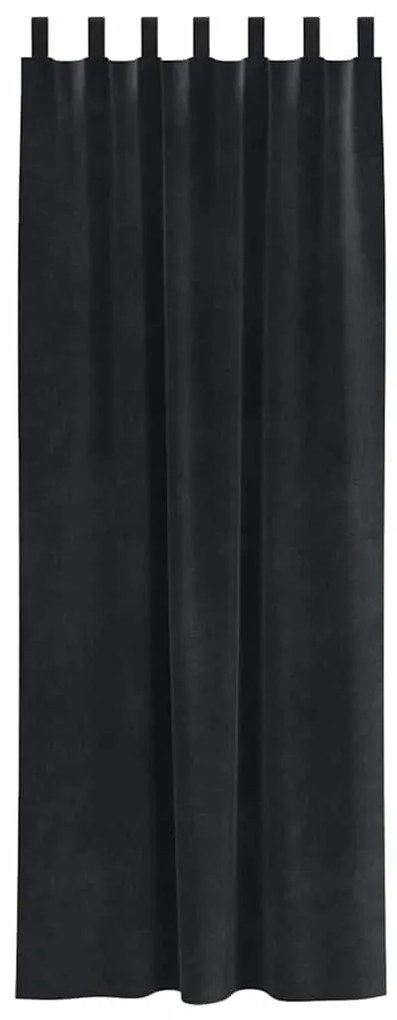 vidaXL Κουρτίνες με κουρτίνες 2 pcs Μαύρο 140 x 245 cm Βελούδο