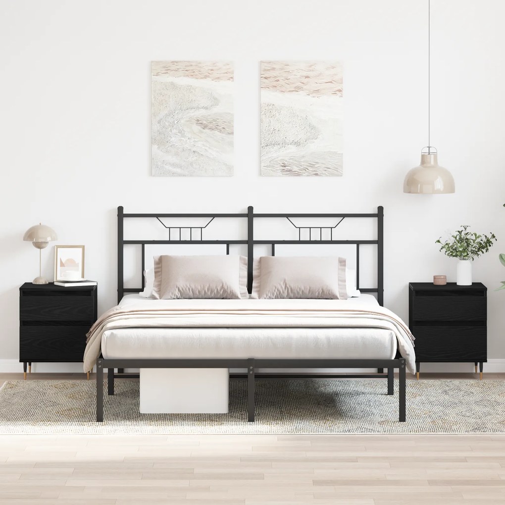 vidaXL Κομοδίνα 2 τεμάχια Μαύρη Δρυς 40x35x50 εκ. Επεξεργασμένο Ξύλο