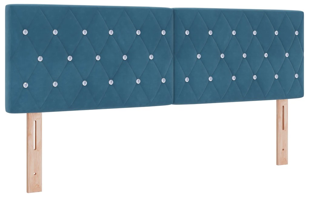vidaXL Κρεβάτι Box Spring με Στρώμα σε Σκούρο Μπλε 160x200 εκ. από Βελούδο