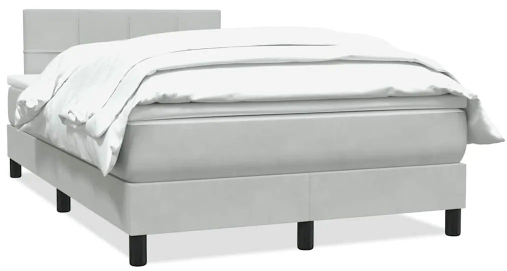 vidaXL Κρεβάτι Boxspring με Στρώμα Ανοιχτό Γκρι 120x220 εκ. Βελούδινο