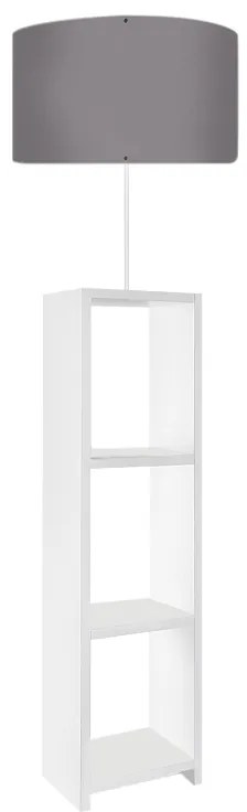 Φωτιστικό δαπέδου Launo Megapap υφασμάτινο Pvc/MDF χρώμα λευκό - γκρι 38x38x150εκ.