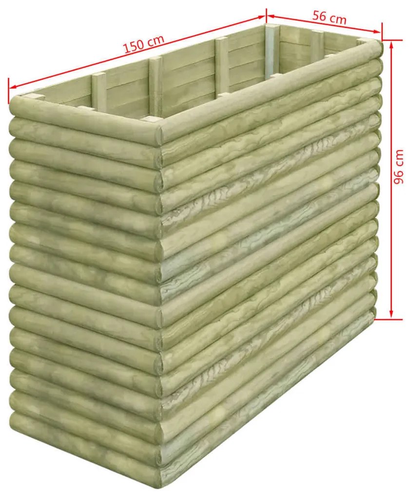 vidaXL Ζαρντινιέρα Υπερυψωμένη 150x56x96 εκ./19 χιλ. Εμποτ.Ξύλο Πεύκου