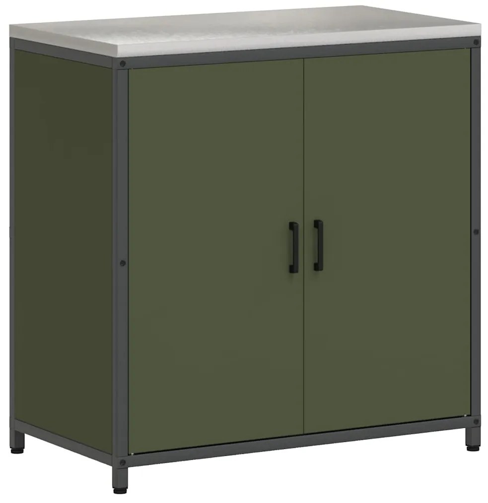 vidaXL Σετ Αποθήκευσης Κουζίνας με ράφι με πόρτα 2 pcs Ελιά Πράσινη