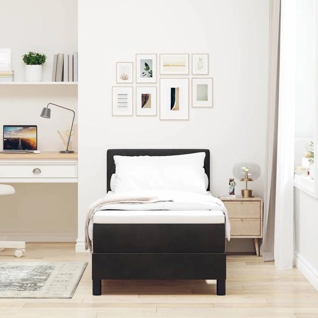 vidaXL Κρεβάτι με ελατήρια με στρώμα Μαύρο 80 x 200 cm Βελούδο