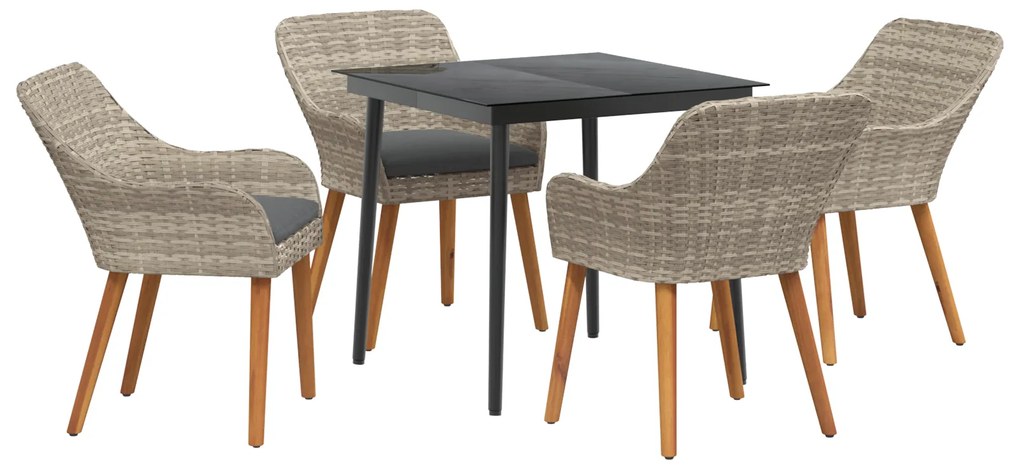 vidaXL Σετ τραπεζαρίας 5 pcs Ανοιχτό γκρι και Μαύρο 80 cm x 80 cm