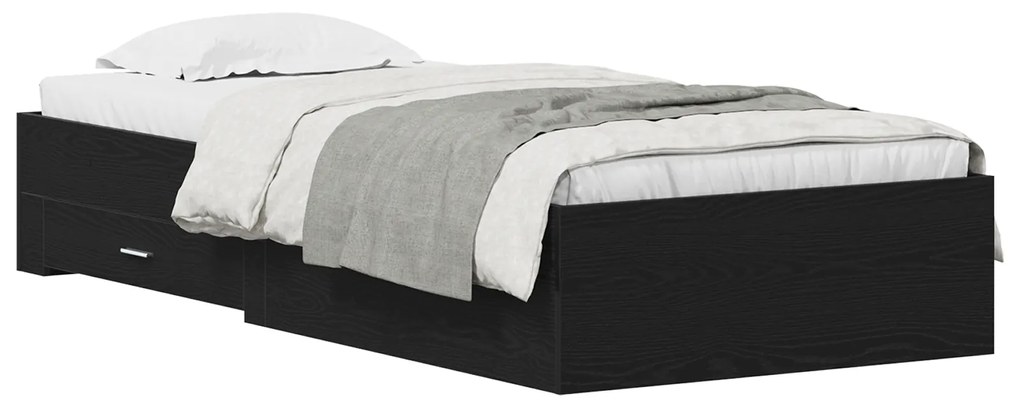 vidaXL Bed Frame μαύρο δρυς 90x190 εκ. Επεξεργασμένο ξύλο