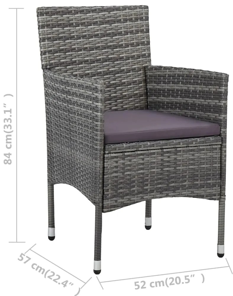 vidaXL Καρέκλες Τραπεζαρίας Κήπου 2 τεμ. Γκρι από Συνθετικό Ρατάν