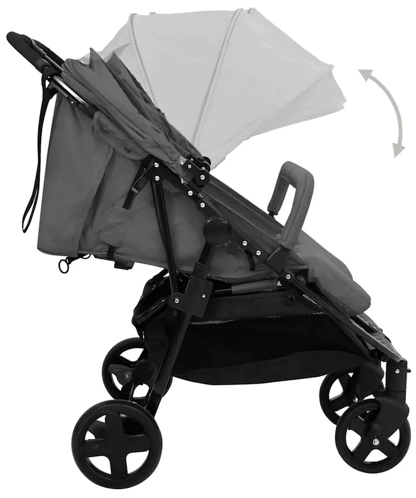 vidaXL Καρότσι Διδύμων Σκούρο Γκρι / Μαύρο Ατσάλινο