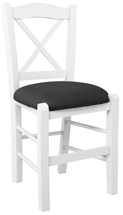 METRO Καρέκλα Οξιά Βαφή Εμποτισμού Άσπρο Κάθισμα Pu Μαύρο  43x47x88cm [-Καρυδί/Μαύρο-] [-Ξύλο/PVC - PU-] Ρ967,Ε8Τ