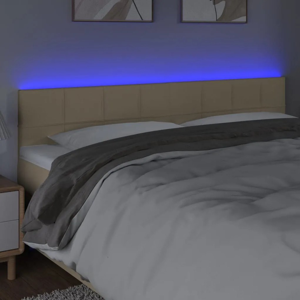 Κεφαλάρι Κρεβατιού LED Κρεμ 160x5x78/88 εκ. Υφασμάτινο 3121623
